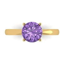 Solitaire Engagement Ring for Women - 1.5ct Simulated Alexandrite in 18K Yellow Gold Promise Ring