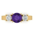 thumbnail image 1 of Three-Stone Engagement Ring for Women - 1.5ct Natural Amethyst in 14K Yellow Gold Promise Ring, 1 of 6