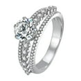 1.5ct Round Cut AAA Cz Band Women's 925 Silver Engagement Wedding Ring