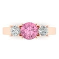 thumbnail image 1 of Clara Pucci 14K Rose Gold 1.5ct Pink Three-Stone Ring for Women, 1 of 8