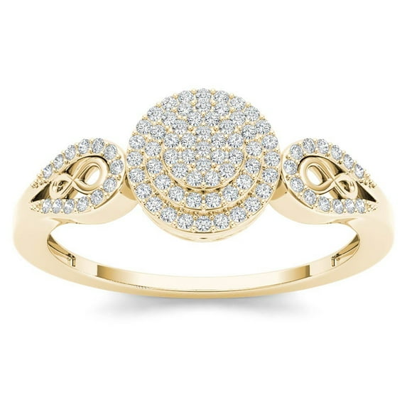 1/5ct TDW Diamond 10K Yellow Gold Halo Engagemet Ring