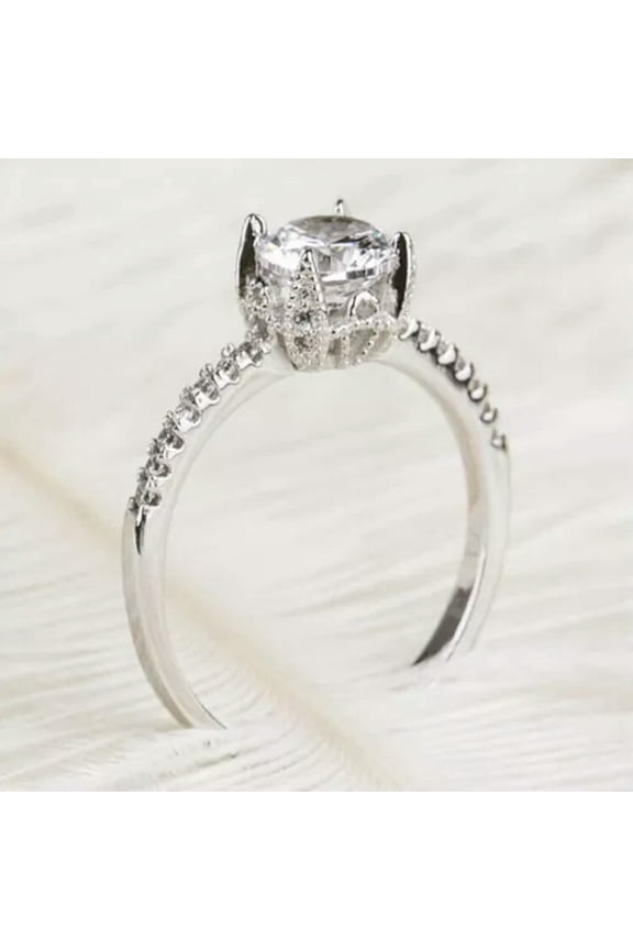 1.5ct Wedding Micro AAA Zircon Band Women 925 Silver Jewelry Party Ring Size 4-9