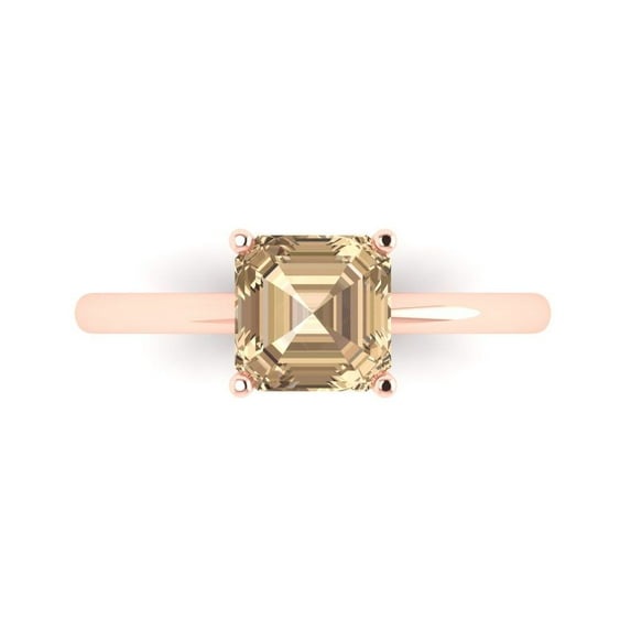 1.5 ctw Solitaire Anniversary Ring for Women | Asscher Cut Yellow Moissanite | Hyperallergenic Solid 18K Rose Gold