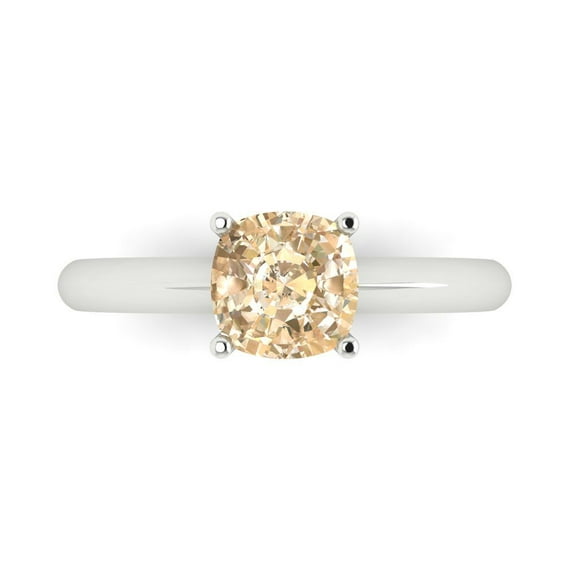 Solitaire Engagement Ring for Women - 1.5ct Natural Morganite in 14K White Gold Promise Ring
