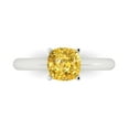 thumbnail image 1 of 1.5 ct Cushion Cut Simulated Yellow Diamond Solitaire 18K White Gold Womens Engagement Ring, 1 of 5