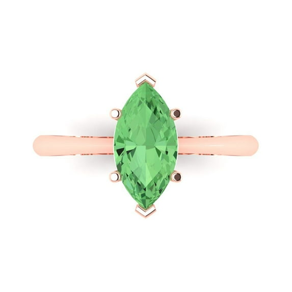 1.5 ct Marquise Cut Simulated Green Diamond Solitaire 18K Rose Gold Womens Engagement Ring