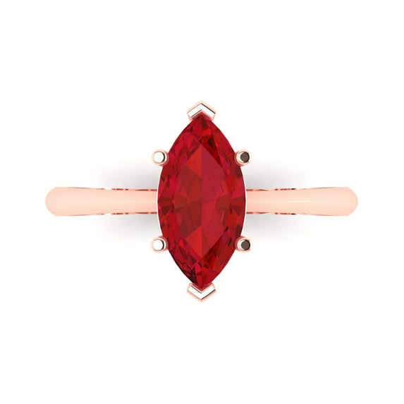 Solitaire Engagement Ring for Women - 1.5ct Simulated Pink Tourmaline in 14K Rose Gold Promise Ring