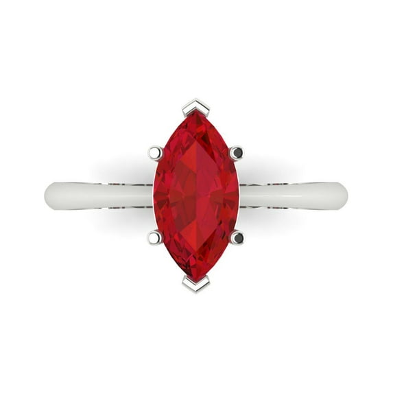 1.5 ct Marquise Cut Simulated Pink Tourmaline Solitaire 18K White Gold Womens Engagement Ring