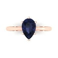 thumbnail image 1 of 1.5 ctw Solitaire Anniversary Ring for Women | Pear Cut Simulated Blue Sapphire | Hyperallergenic Solid 14K Rose Gold, 1 of 5