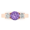 thumbnail image 1 of 1.5 ctw 3 Stone Anniversary Ring for Women | Round Cut Simulated Alexandrite | Hyperallergenic Solid 18K Rose Gold, 1 of 5