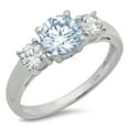 thumbnail image 1 of 1.5 ct Round Cut Natural Aquamarine 3 Stone 18K White Gold Womens Engagement Ring, 1 of 3