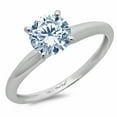 thumbnail image 1 of 1.5 ct Round Cut Natural Aquamarine Solitaire 18K White Gold Womens Engagement Ring, 1 of 6