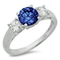 thumbnail image 1 of 1.5 ct Round Cut Simulated Tanzanite 3 Stone 14K White Gold Womens Engagement Ring, 1 of 4