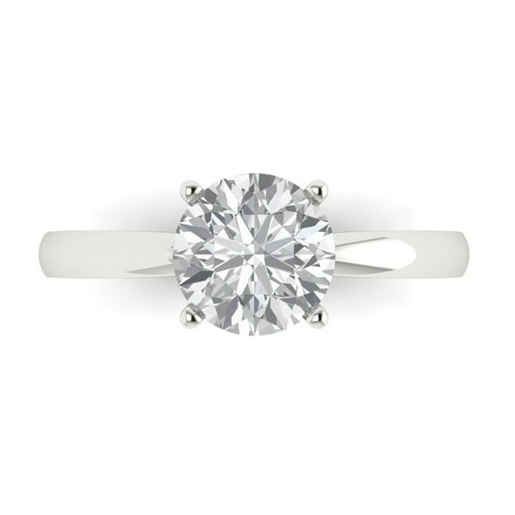 Clara Pucci 14K White Gold Solid Gold Moissanite Solitaire Anniversary Ring for Women - 1.5 cttw Round Cut