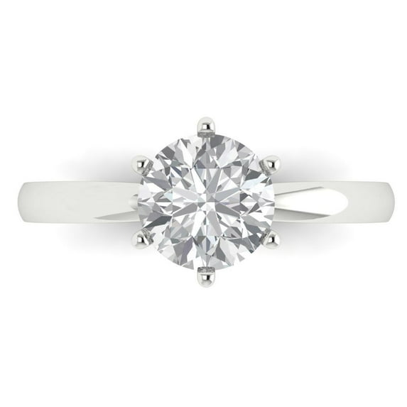 1.5 ct Round Cut White Sapphire Solitaire 18K White Gold Womens Engagement Ring
