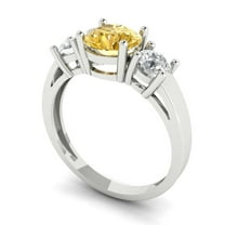 1.5ct round cut yellow natural citrine 18k white gold 3 stoneBridal Wedding Engagement Promise Anniversary Ring for Women size 3.75