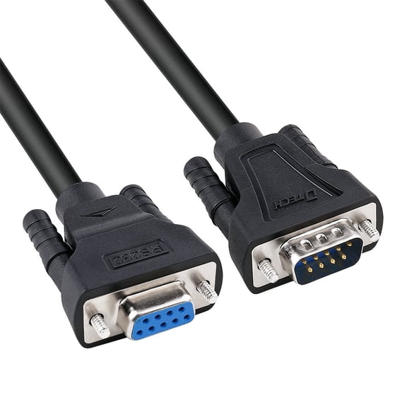 1.5ft COM Port Serial Cable Male to Female RS232 Extension 9 Pin Straight Through Cord (0.5 Meter, Black)