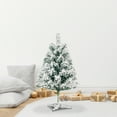 thumbnail image 1 of 1.5ft Premium Snow Flocked Artificial Christmas Tree Hinged Pine Full Holiday Xmas Tree for Home Office Party Decoration with 820 Branch Snow Tips and Metal Stand, 1 of 5