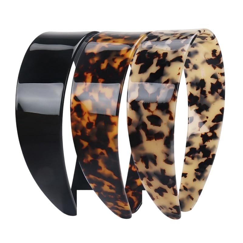 1.5in Thick Tortoise Shell Headband with Teeth for Women, No Slip Versatile Wide Acetate Retro Plastic Headbands