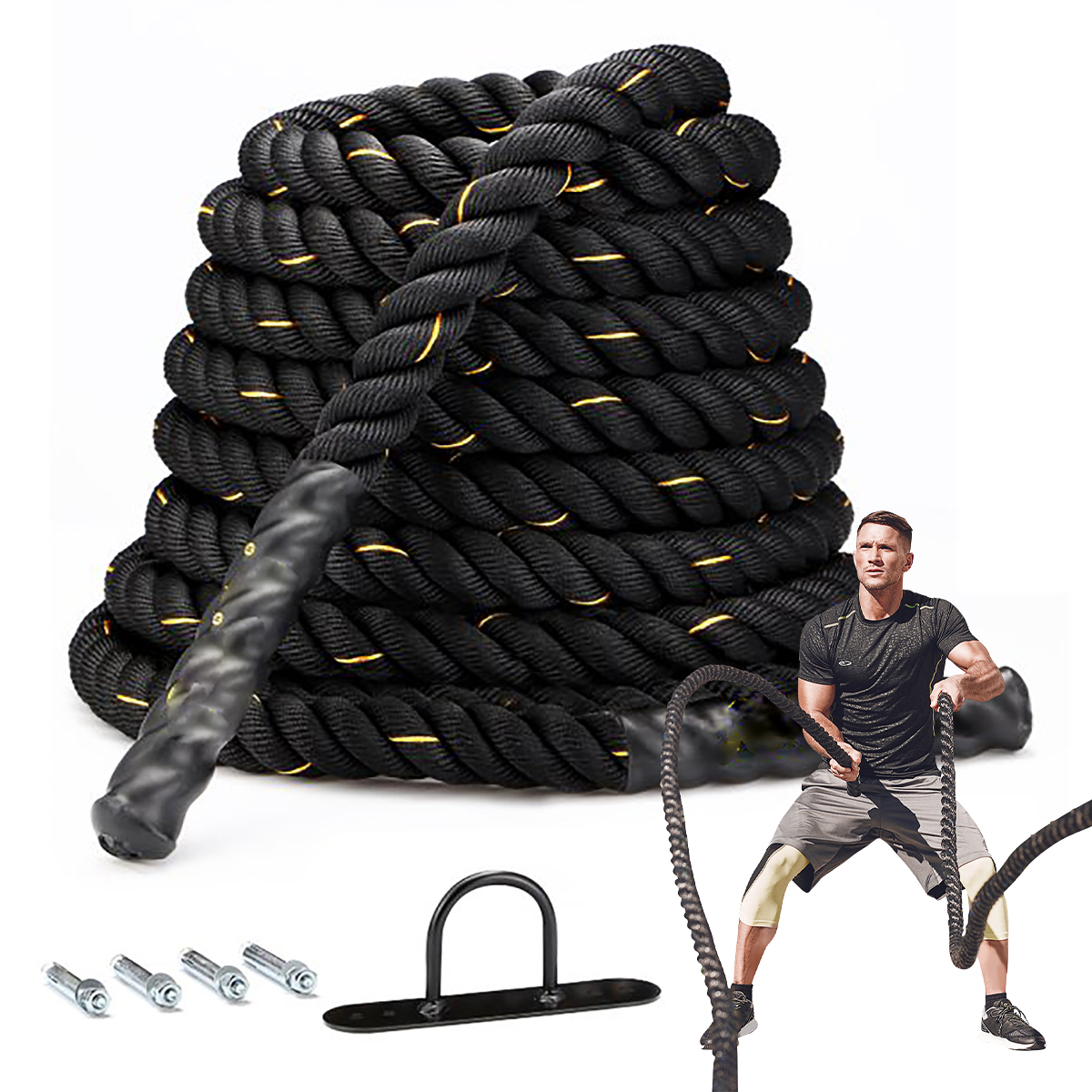 1.5inch Heavy Exercise Training Rope 30ft Length,Heavy Battle Rope for Strength Training - image 1 of 9