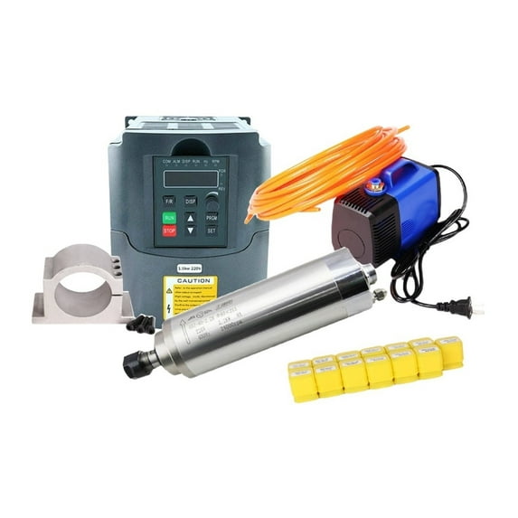 1.5kw/2.2kw Water Cooled Spindle CNC Spindle Motor+2.2KW VFD+ 80mm Clamp + Water Pump +13pcs ER20 Collet For CNC Router ,Easy to Use