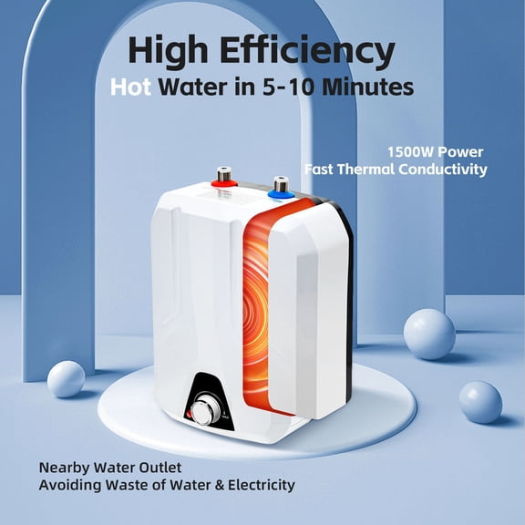 1.5kw Mini Tank Point-Of-Use Instant Hot Small Electric Hot Water Heater Indoor White for Garages, Offices