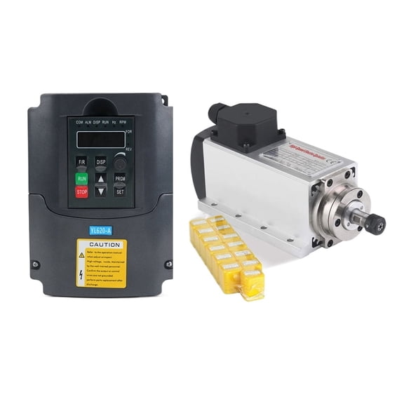 1.5kw Square Air Cooling Spindle Air-cooled Spindle Motor+VFD Inverter + 13pcs ER11 Collet CNC Milling Spindle Kit ,Efficient Performance