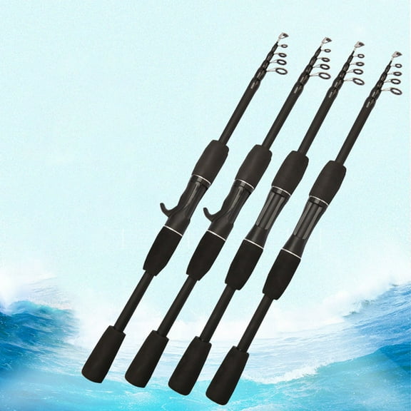 1.5m-2.1m Portable Telescopic Baitcast Fishing Rod Straight/Curved Handle ML Fish Pole Fishing Tackle Accessories Straight Handle 2.1M