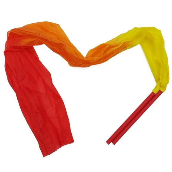 1.5m/2m Dance Streamer Gymnastics Belly Dance Real Silk Ribbon Throw Streamer With Rod