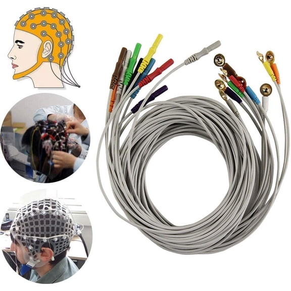 1.5m Length Electrodes Wire, 10pcs, Contact Accessory, Adapter Connection Wire, Gold Cup Electrode Wire
