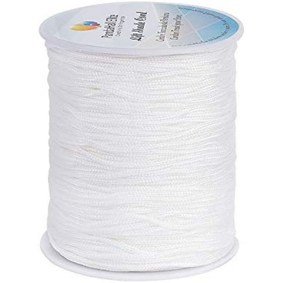 1.5mm 100 Yards White Nylon Cord Braided Lift Shade Cord Beading String Kumihimo Macrame Thread Blind Cord Replacement String for Windows Roman Shade Repair Friendship Bracelets