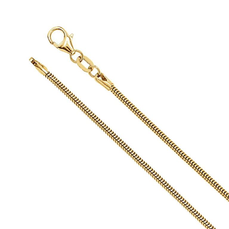 1.5mm 14k Yellow Gold Solid Round Snake Chain Necklace, 18 Inch
