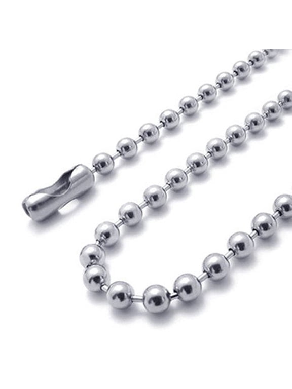 1.5mm-5mm 10"-100" Black or Silver Stainless Steel Ball Chain Necklace