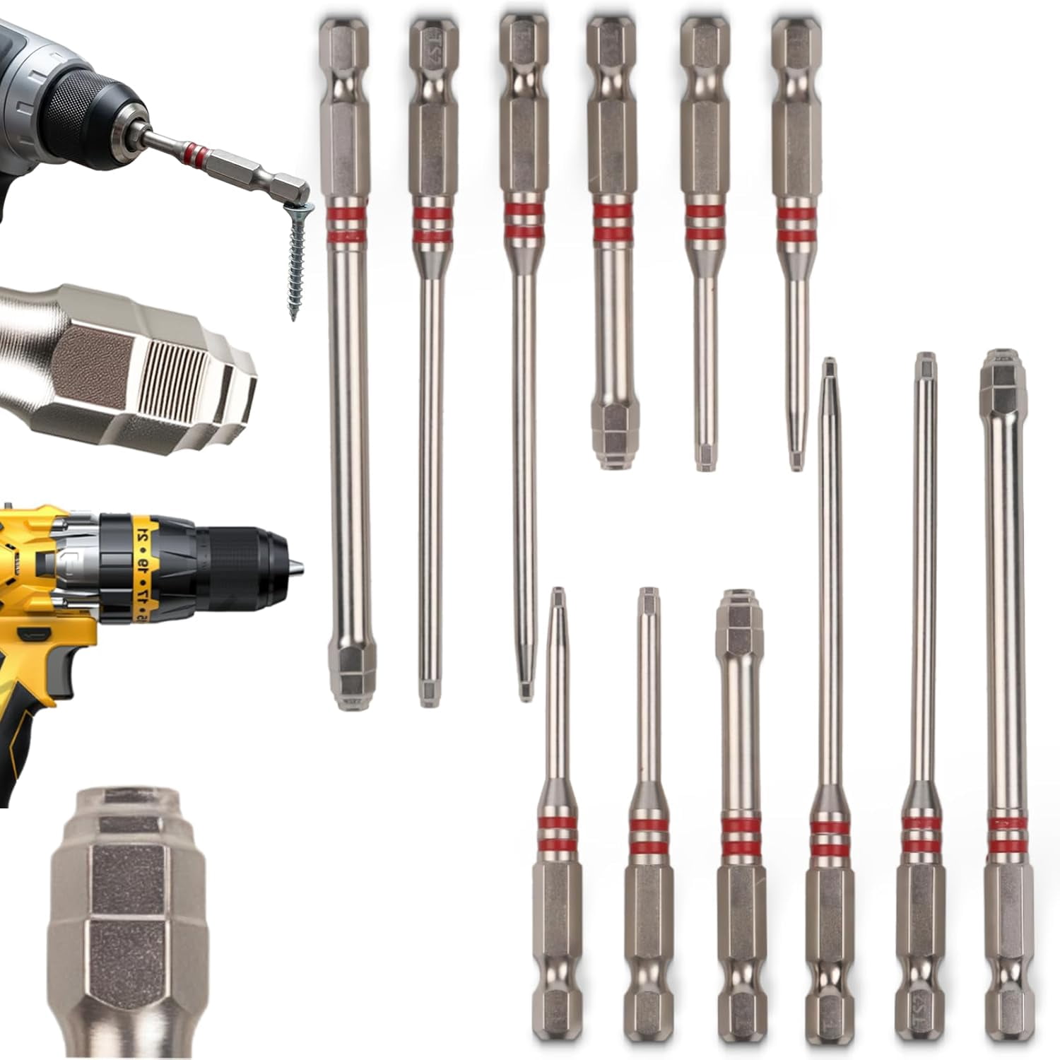 1.5mm-6mm Pagoda Shaped Hexbit Set, 6Pcs All in One Pagoda Hex Screwdriver Drill Bit, Anti-Slip & Magnetic Taper Hex Bits, A Single Bit Can Tighten Nuts Ranging, for Drills and Wrenches (2*)