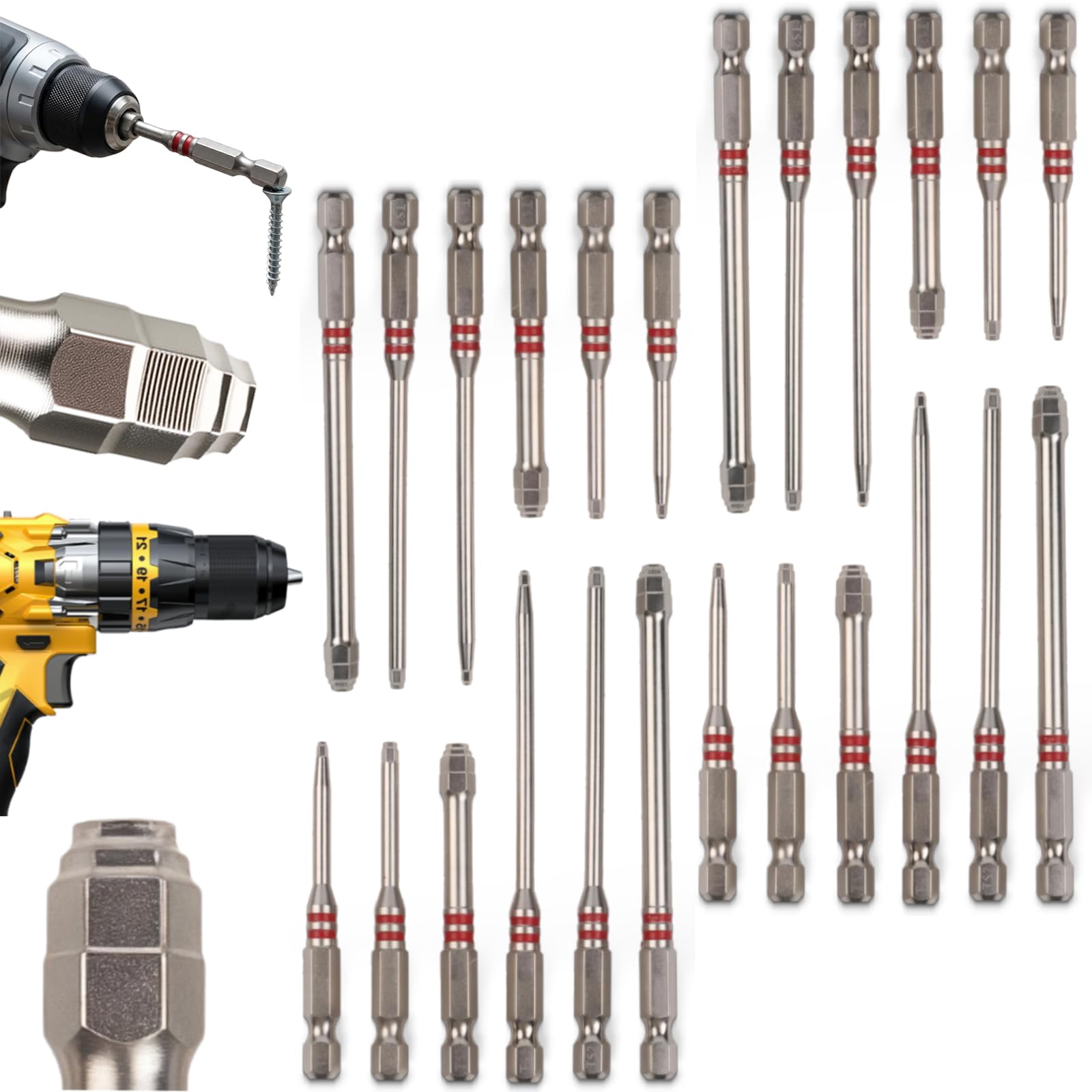 1.5mm-6mm Pagoda Shaped Hexbit Set | All in One Pagoda Hex Screwdriver Drill Bit Anti-Slip Magnetic Taper Hex Bit for Drills and Wrenches Nuts