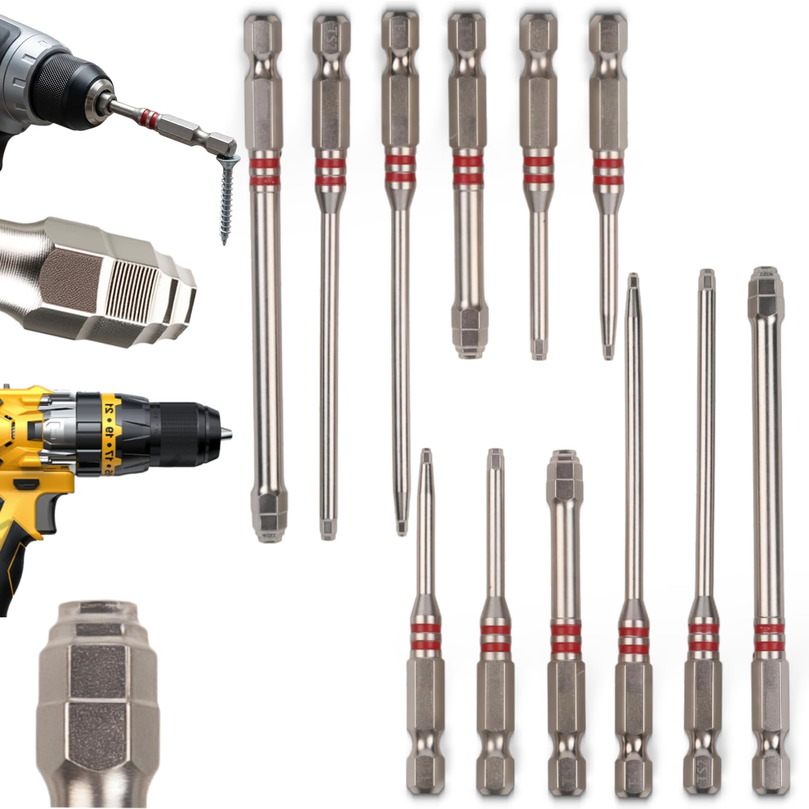 1.5mm-6mm Pagoda Shaped Hexbit Set | All in One Pagoda Hex Screwdriver Drill Bit Anti-Slip Magnetic Taper Hex Bit for Drills and Wrenches Nuts