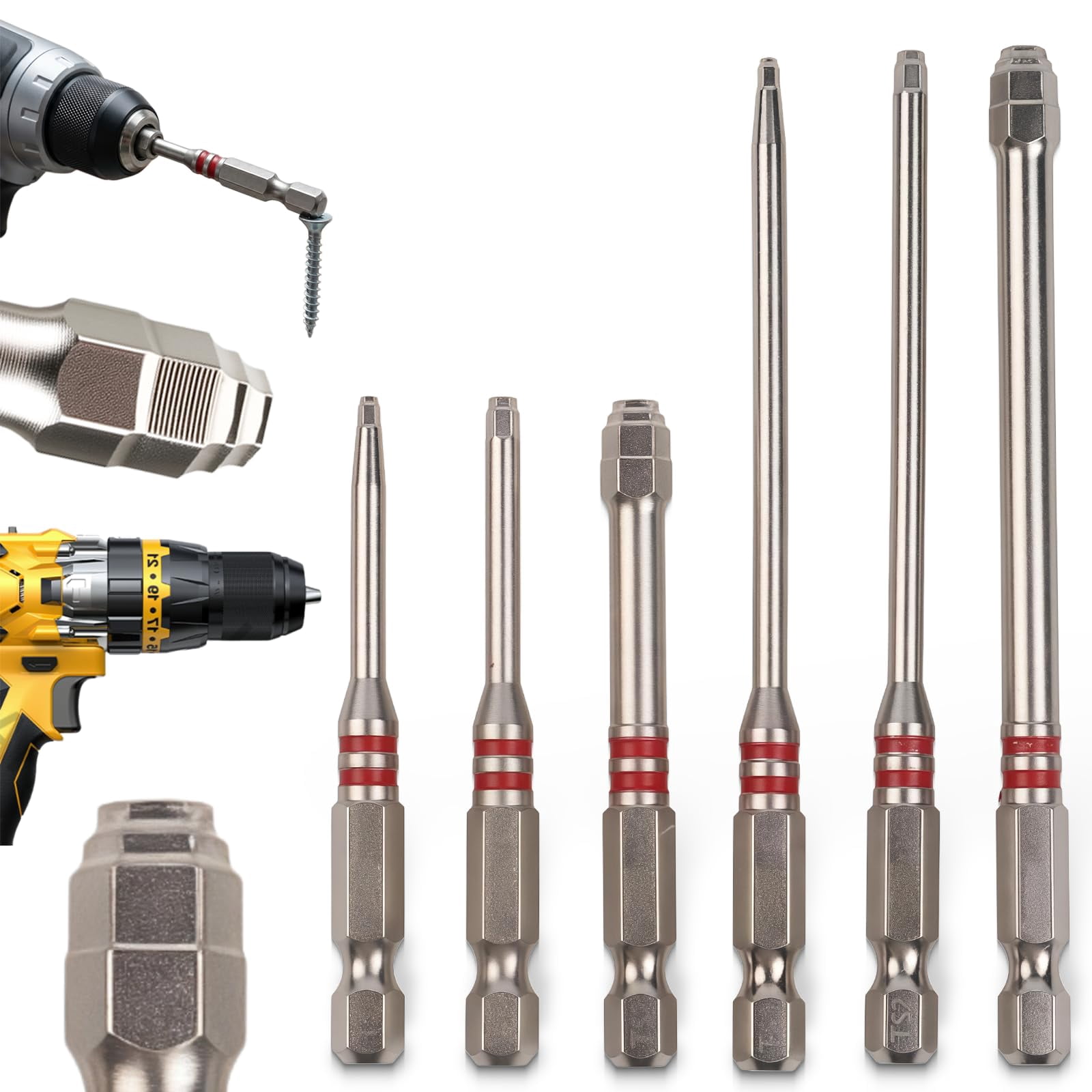 1.5mm-6mm Pagoda Shaped Hexbit Set | All in One Pagoda Hex Screwdriver Drill Bit Anti-Slip Magnetic Taper Hex Bit for Drills and Wrenches Nuts