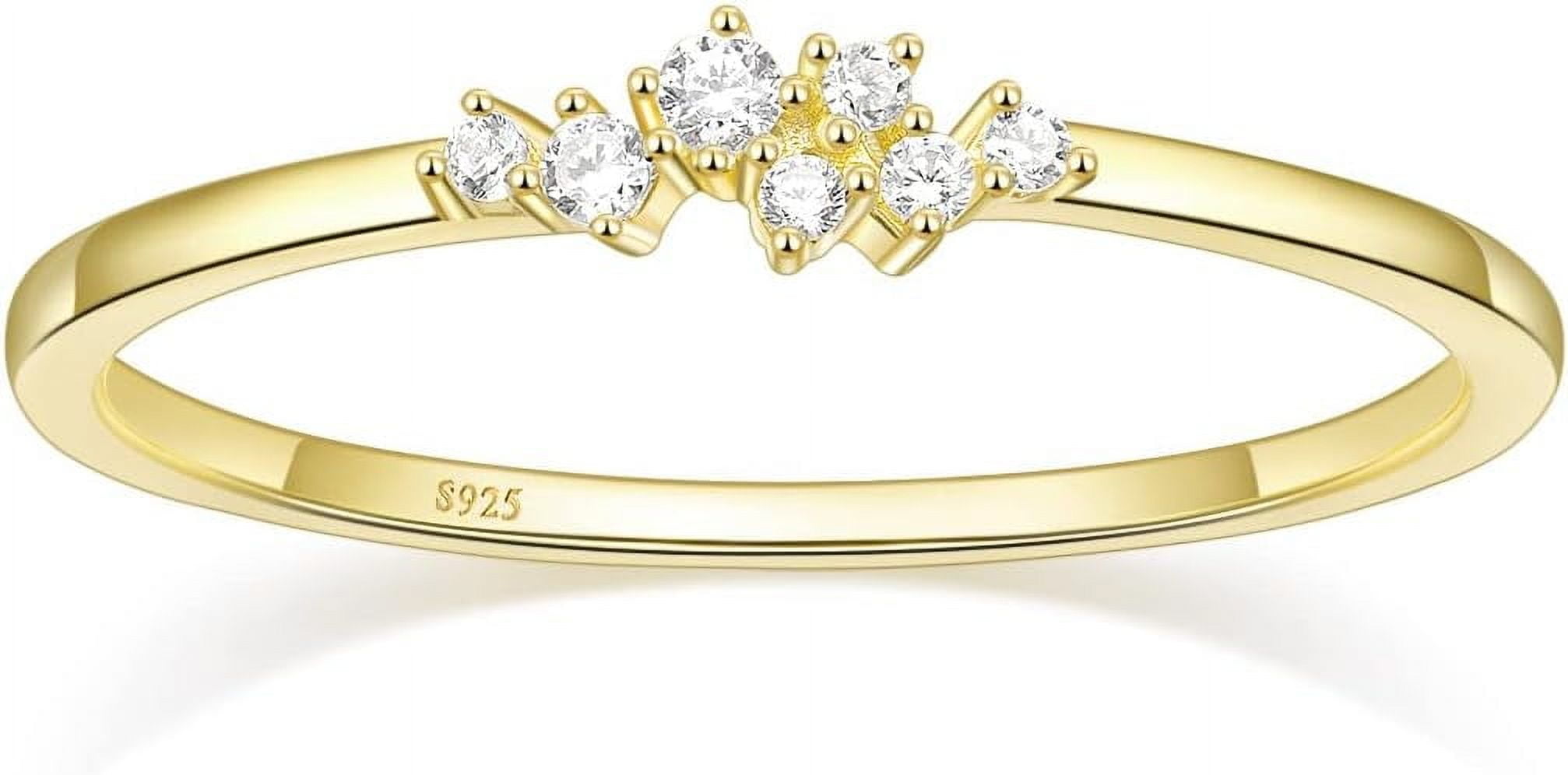 1.5mm 925 Sterling Silver 14K Gold Plated CZ Wedding Bands for ...