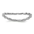 thumbnail image 1 of 1.5mm 925 Sterling Silver Patterned Stackable Polished Rhodium Plate Wave Ring Size 7 Stackable Ring for Women, 1 of 2