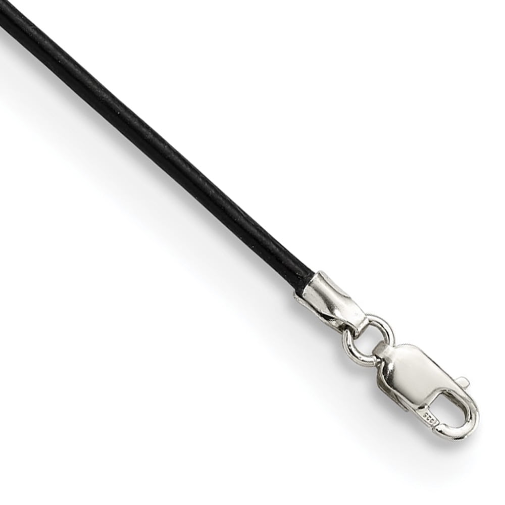 Black leather cord necklace clearance with silver clasp