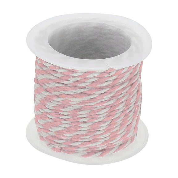 1.5mm Colorful Braided Cotton Cord, 11 Yards White/Pink Bakers Twine Cotton 4-Ply Rope String for Friendship Bracelet Making, DIY Crafts Jewelry Wrapping Decor Supply