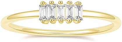 1.5mm Eternity Ring 14k Gold Plated Stacking Ring Baguette Cubic ...