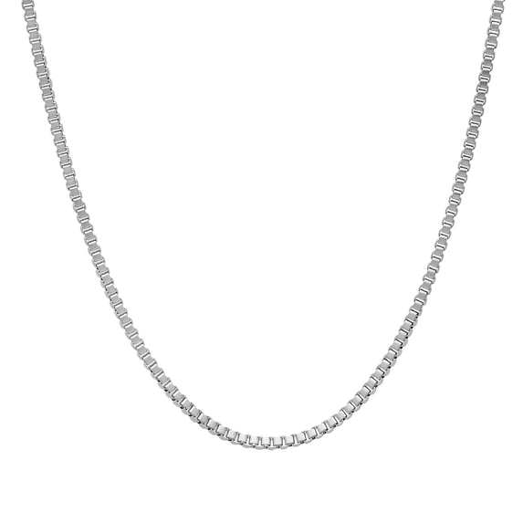 1.5mm High-Polished Stainless Steel Square Box Chain Necklace, 20 inches + Gift Box