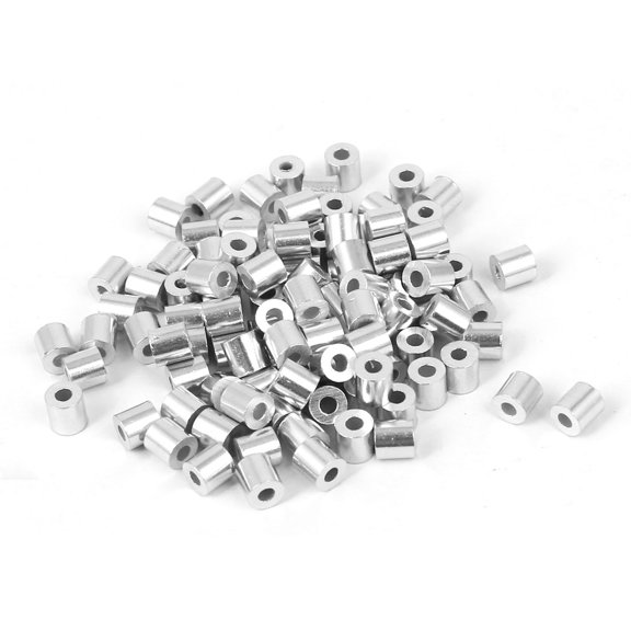 1.5mm Hole Steel Wire Rope Aluminum Ferrules Sleeves 4mm Long 100pcs