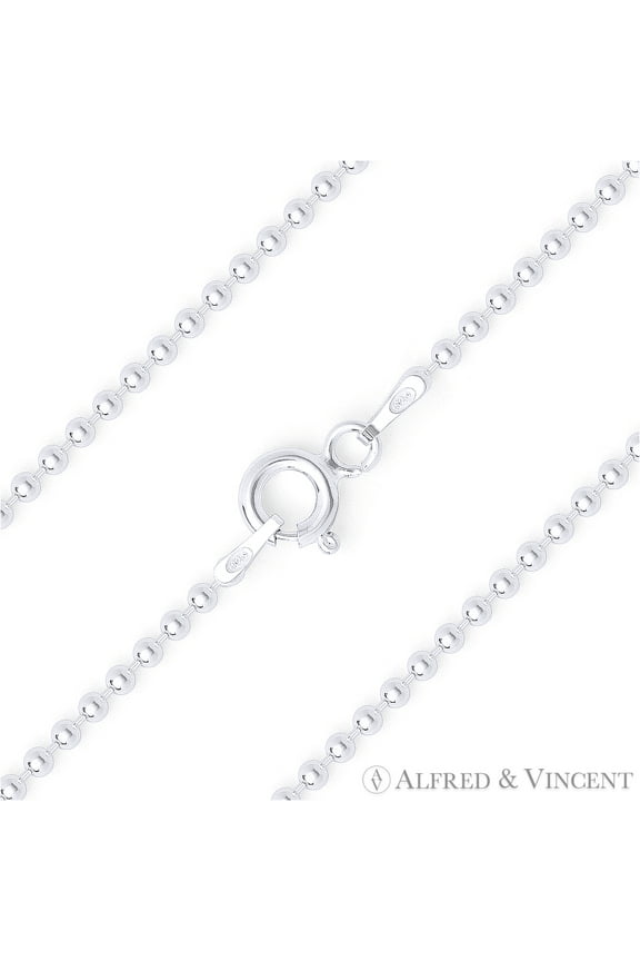 1.5mm Polished Ball Bead Link Italian Chain Anklet in .925 Sterling Silver