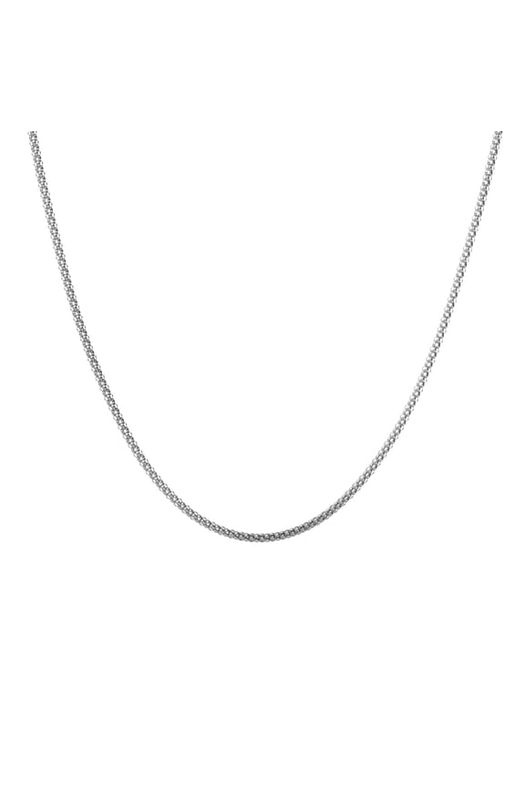 1.5mm Popcorn Chain Necklace in Rhodium Plated Sterling Silver