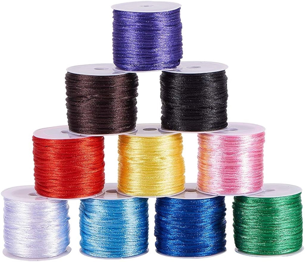 1.5mm Rattail Satin Cord Nylon Bracelet String Silk Thread 10 Color ...