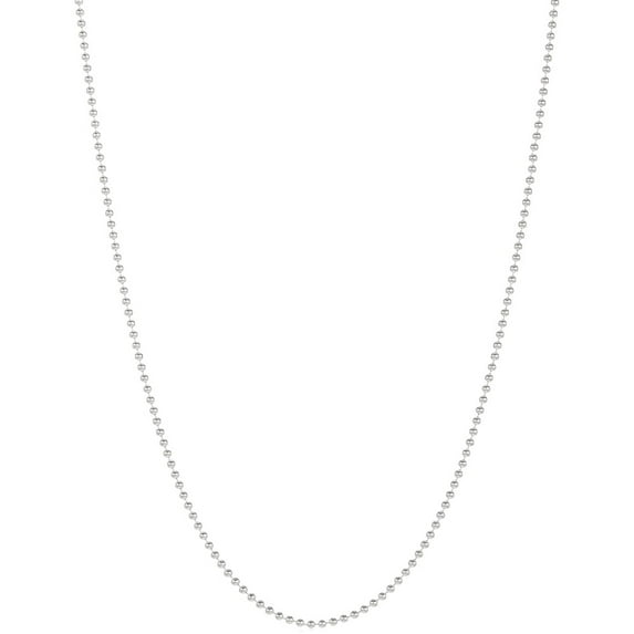 1.5mm Solid .925 Sterling Silver Ball Military Bead Chain Necklace, 24 inches + Gift Box