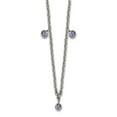 thumbnail image 1 of 1.5mm Stainless Steel Polished Purple Crystal With 2in Extension Necklace 17.5 Inch Pendant Necklace for Women, 1 of 2