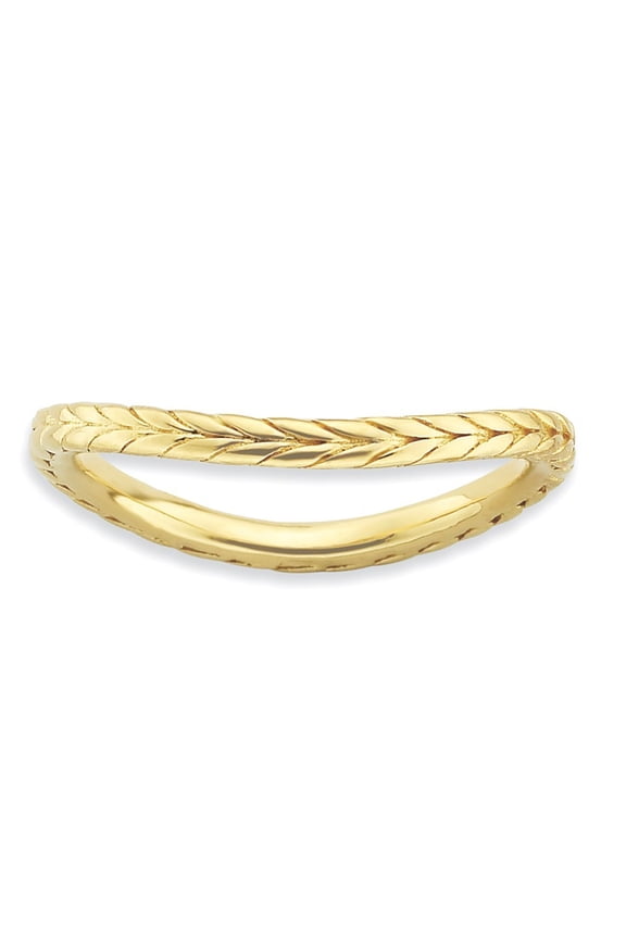 1.5mm Sterling Silver Stackable Polished Gold-Flashed Wave Ring - 2.0 Grams - Size 6